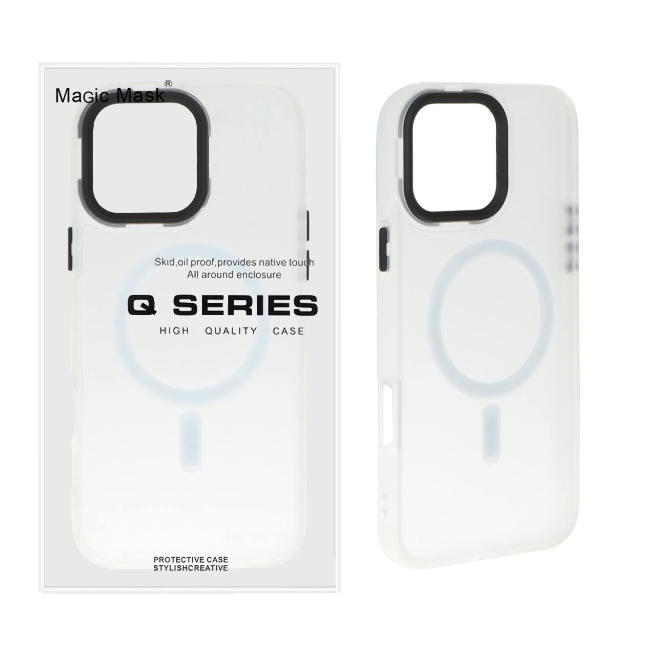 قاب اورجینال Magic Mask مات Magsafe بلک لنز  Apple iPhone 16 Pro Max - سفید (پک دار)
