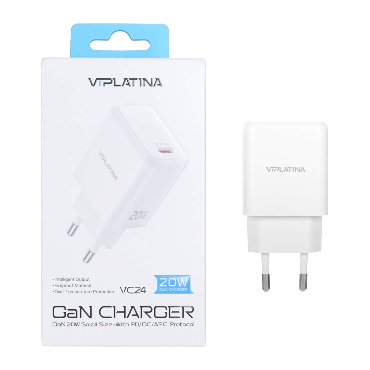 شارژر دیواری فست و PD تک پورت VIPLATINA مدل VC24 20W - سفید (گارانتی 18 ماه تعویض نیکان همراه)