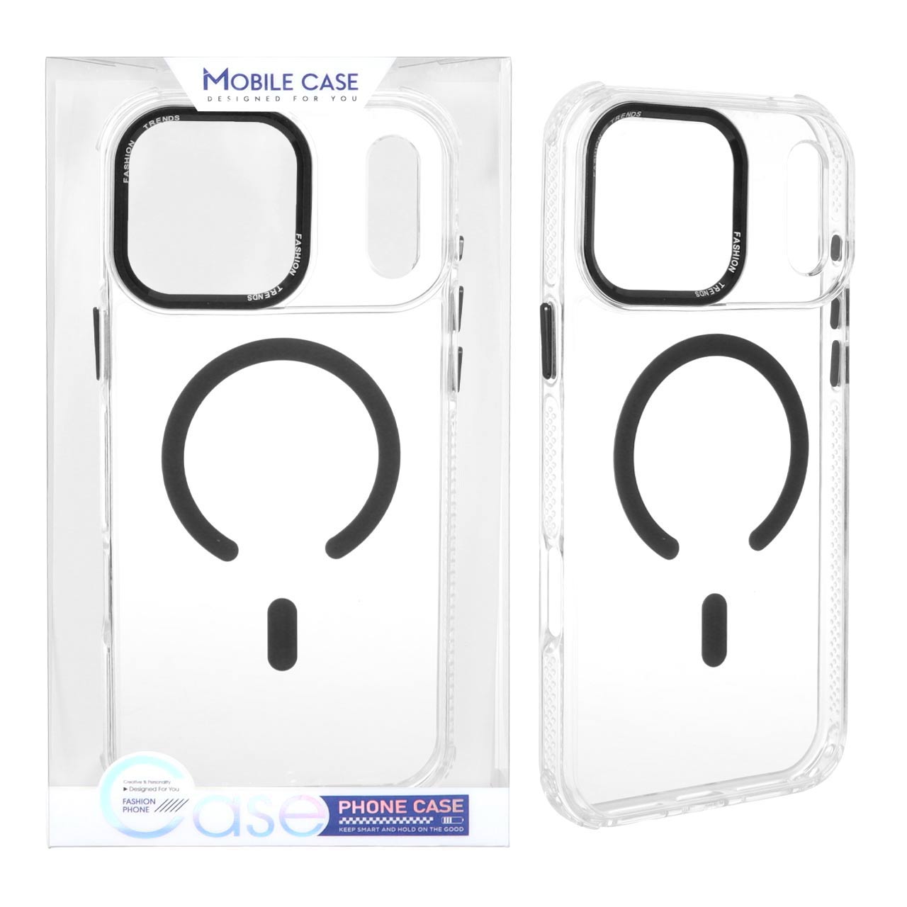 قاب اورجینال Fashion Trends شفاف پشت سخت MagSafe مدل Apple iPhone 17 Pro - مشکی (پک دار)