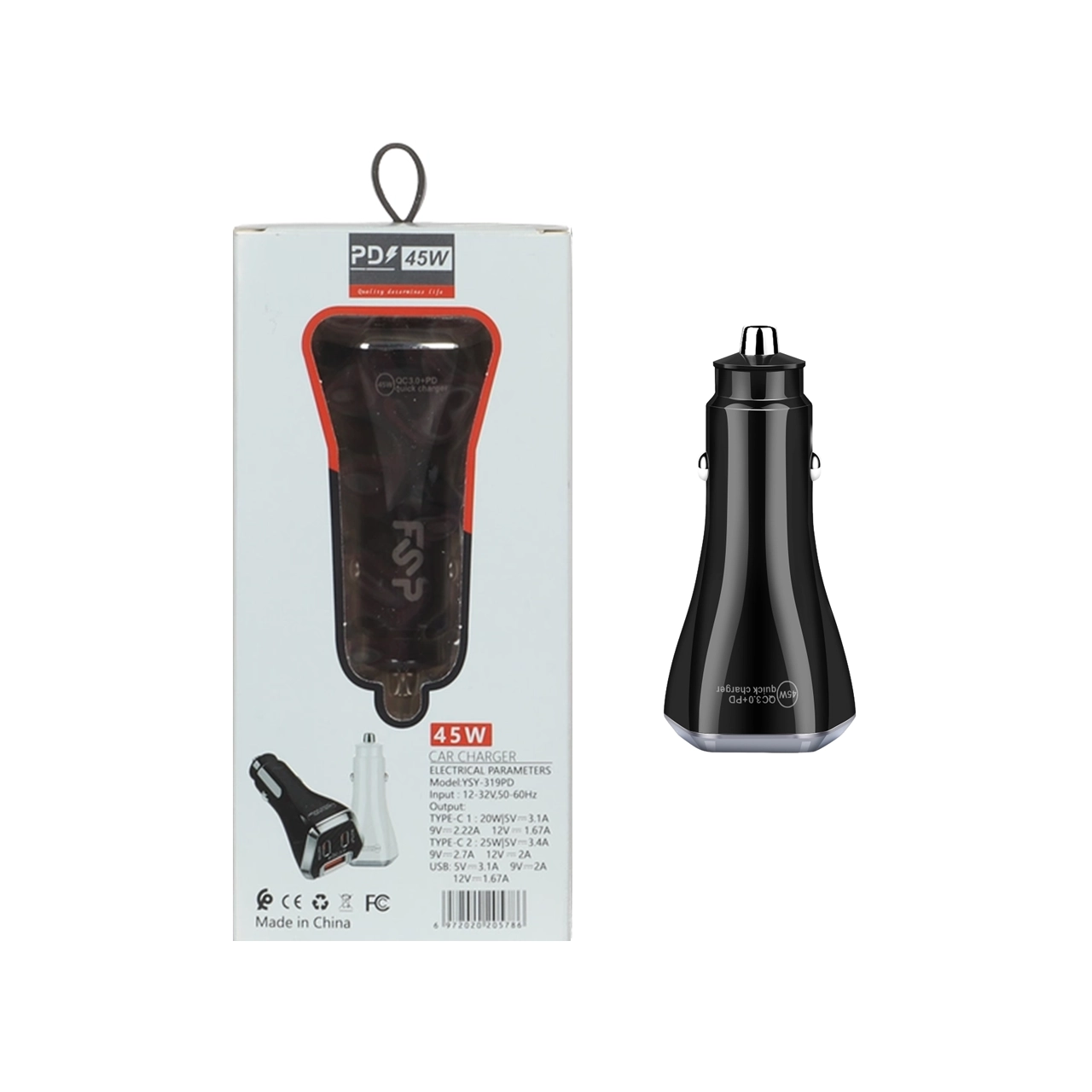 شارژر فندکی فست PD سه پورت FSP مدل YSY-319PD 45W - مشکی BSA