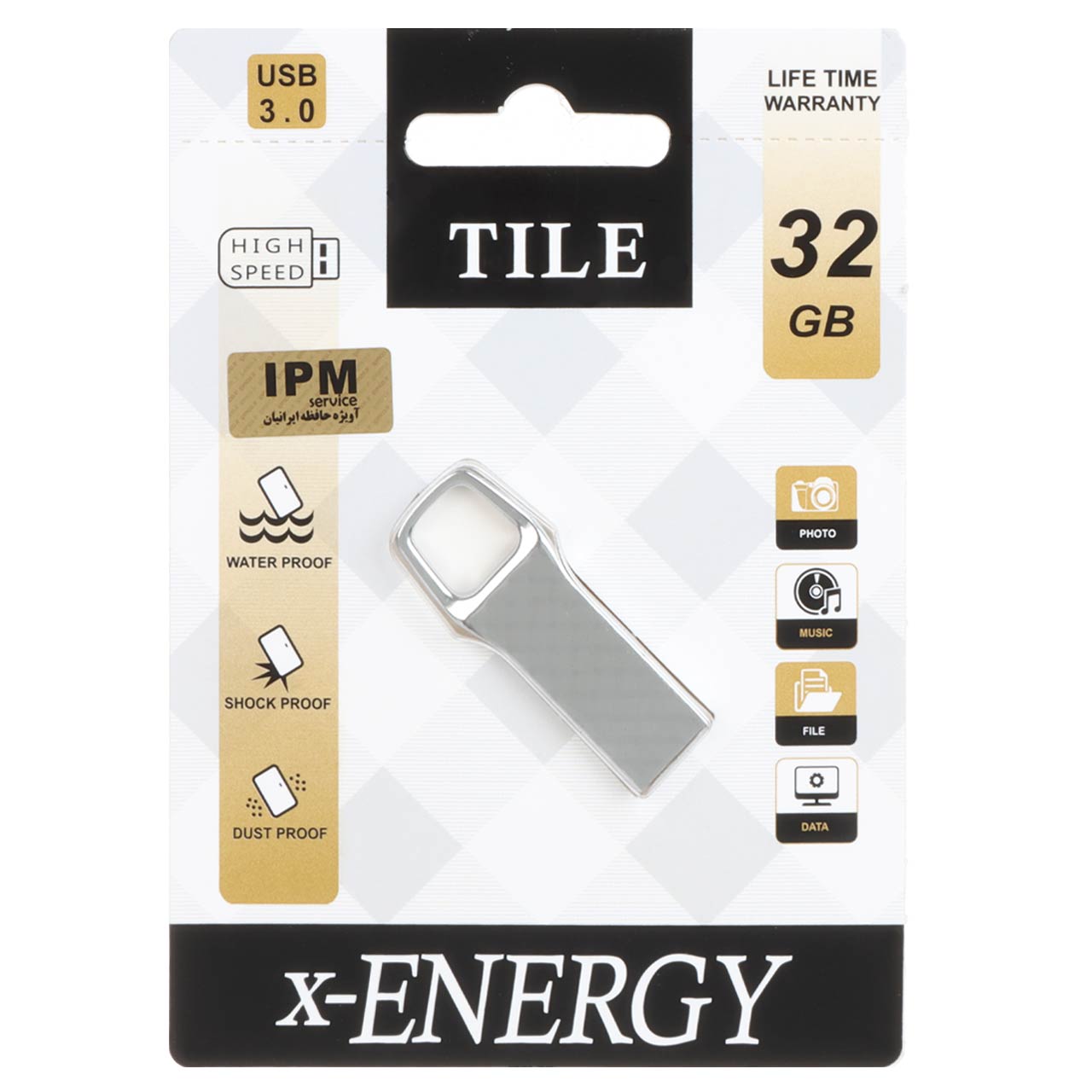 X-ENERGY Tile USB3.0 Flash Memory - 32GB نقره ای (گارانتی مادام العمر IPM)