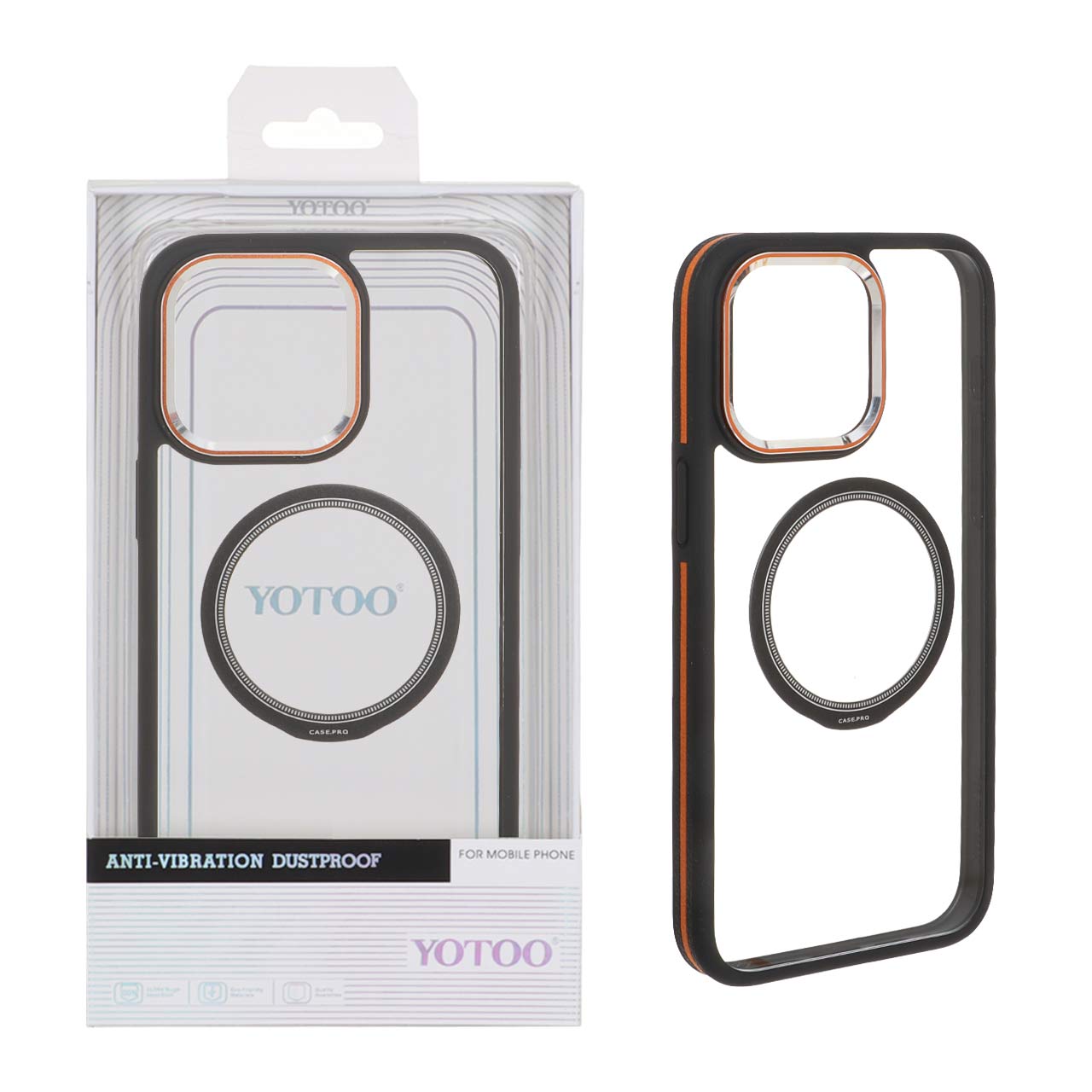 قاب اورجینال Yotoo شفاف MagSafe لنز فلزی Apple iPhone 15 Pro Max - مشکی (پک دار) - NTC