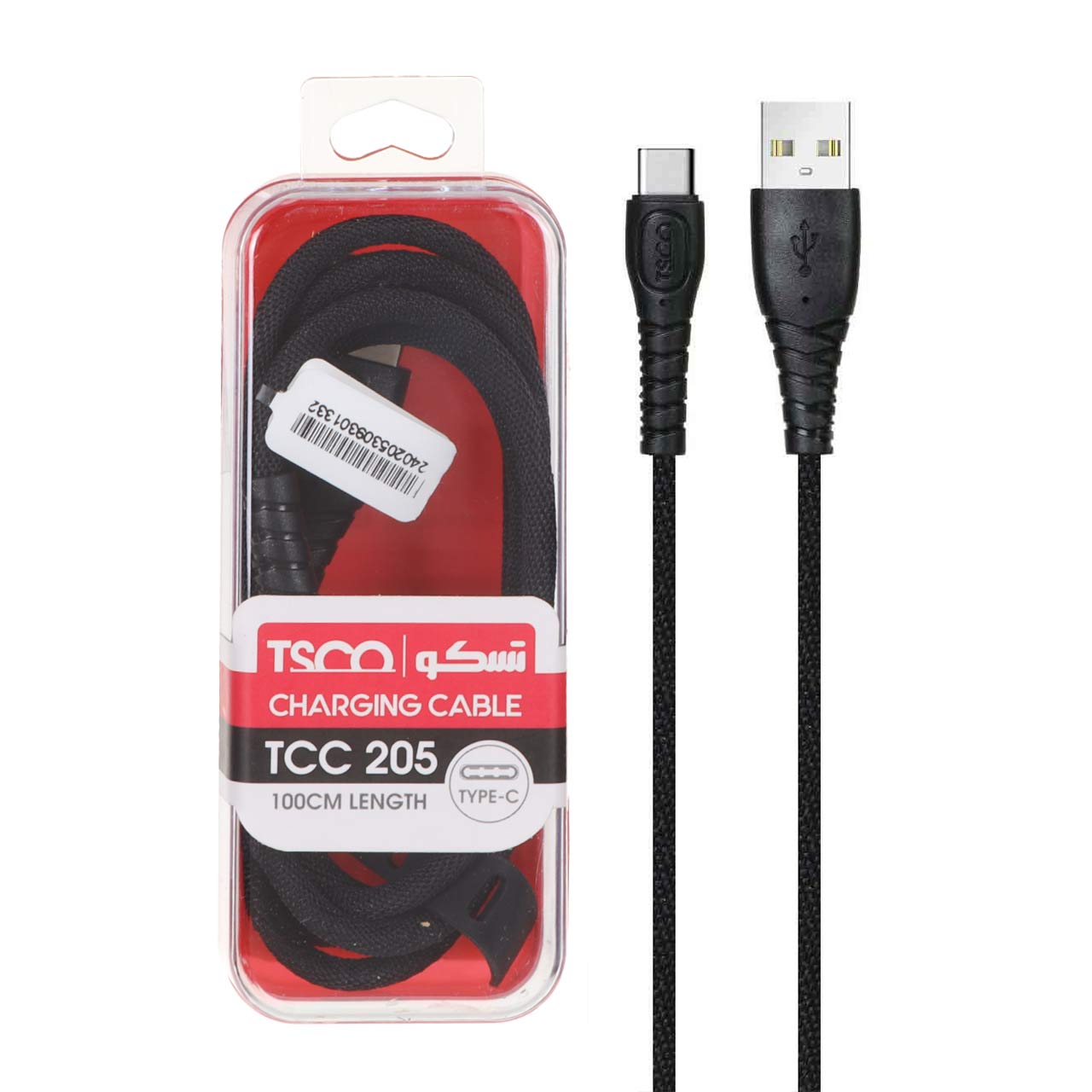 کابل شارژ  و دیتا فست TSCO Type-C مدل TCC 205 - مشکی