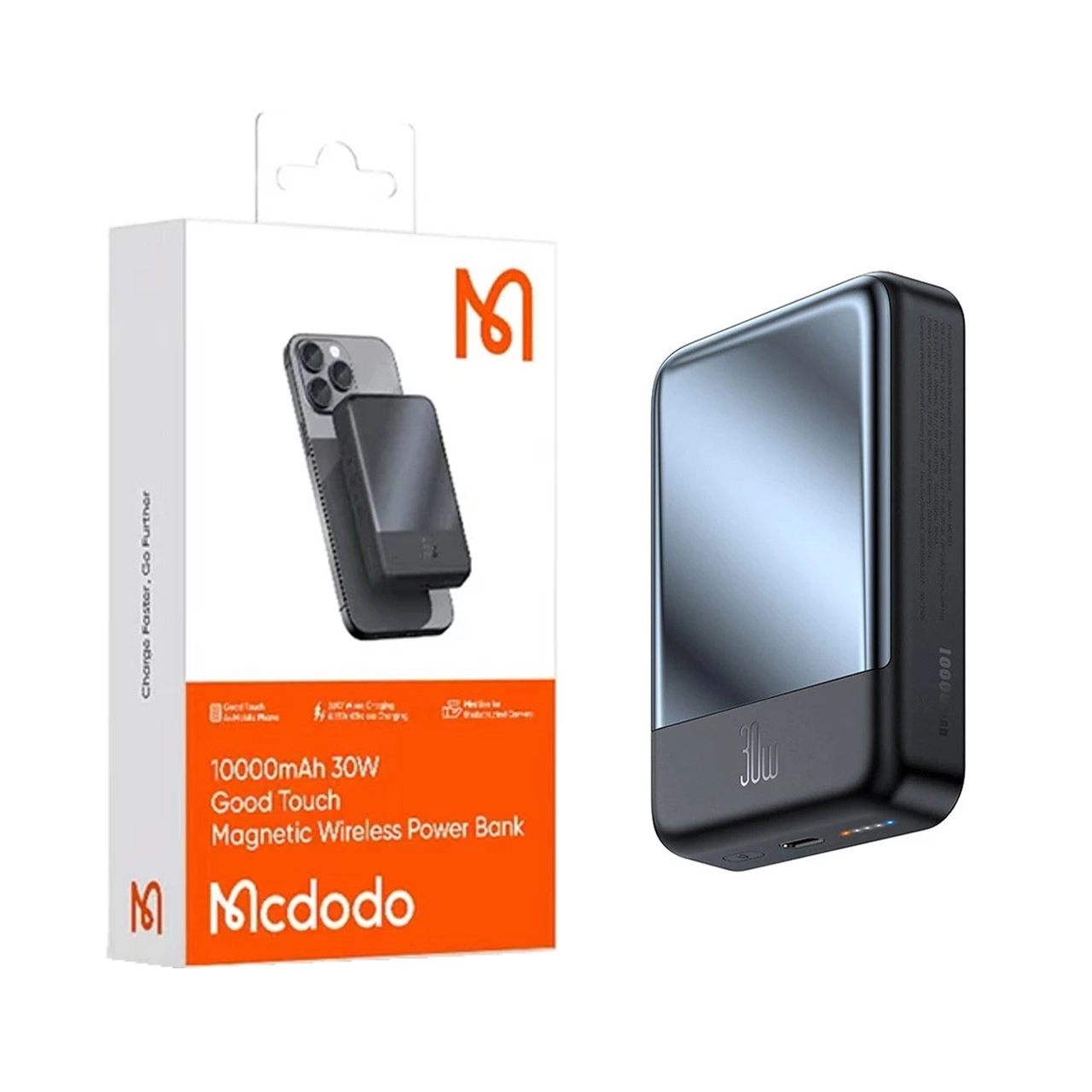 پاوربانک PD و فست شارژ وایرلس Mcdodo 10000mAh مدل MC-593 30W - مشکی (گارانتی متین)