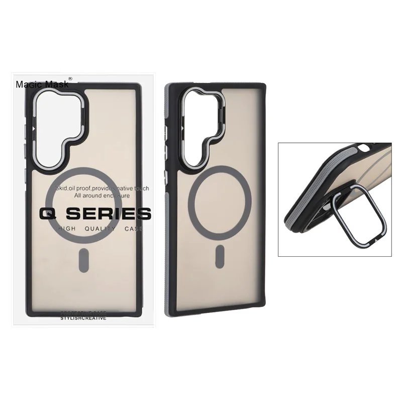 قاب Q Series مات MagSafe استندشو Samsung Galaxy S23 Ultra - خاکستری (پک دار)