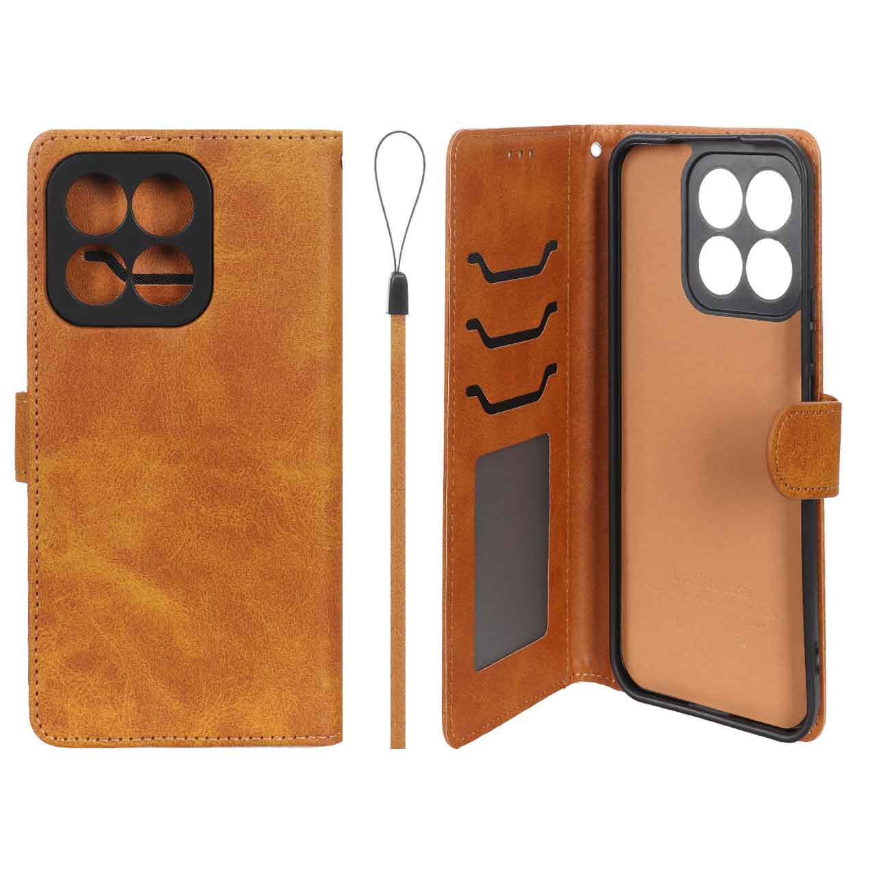 کیف موبایل مگنتی درجه یک داخل خز MNC Plus مدل Honor X8c - عسلی