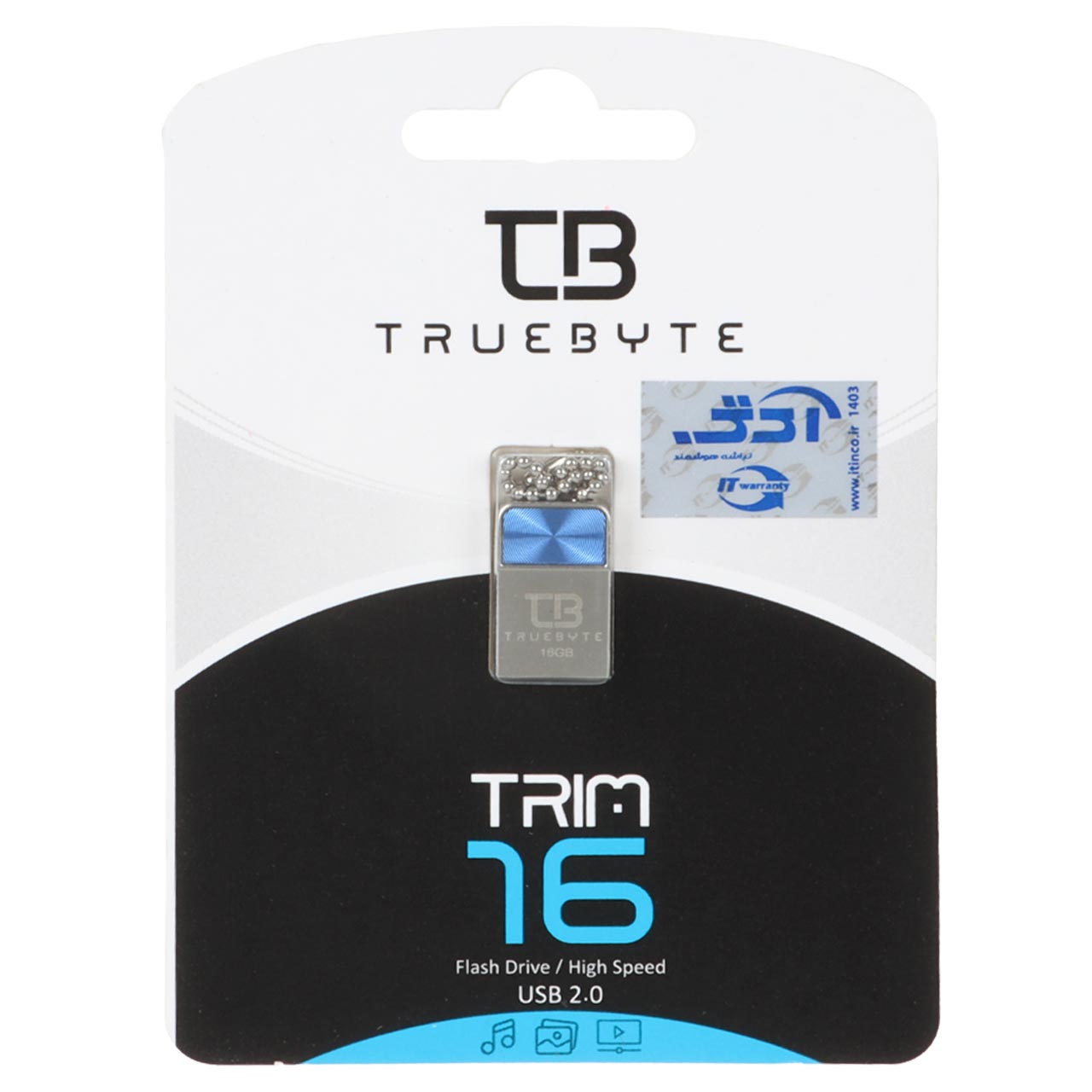 TRUEBYTE TRIM USB2.0 Flash Memory - 16GB آبی (گارانتی مادام العمر شرکت آی تین)