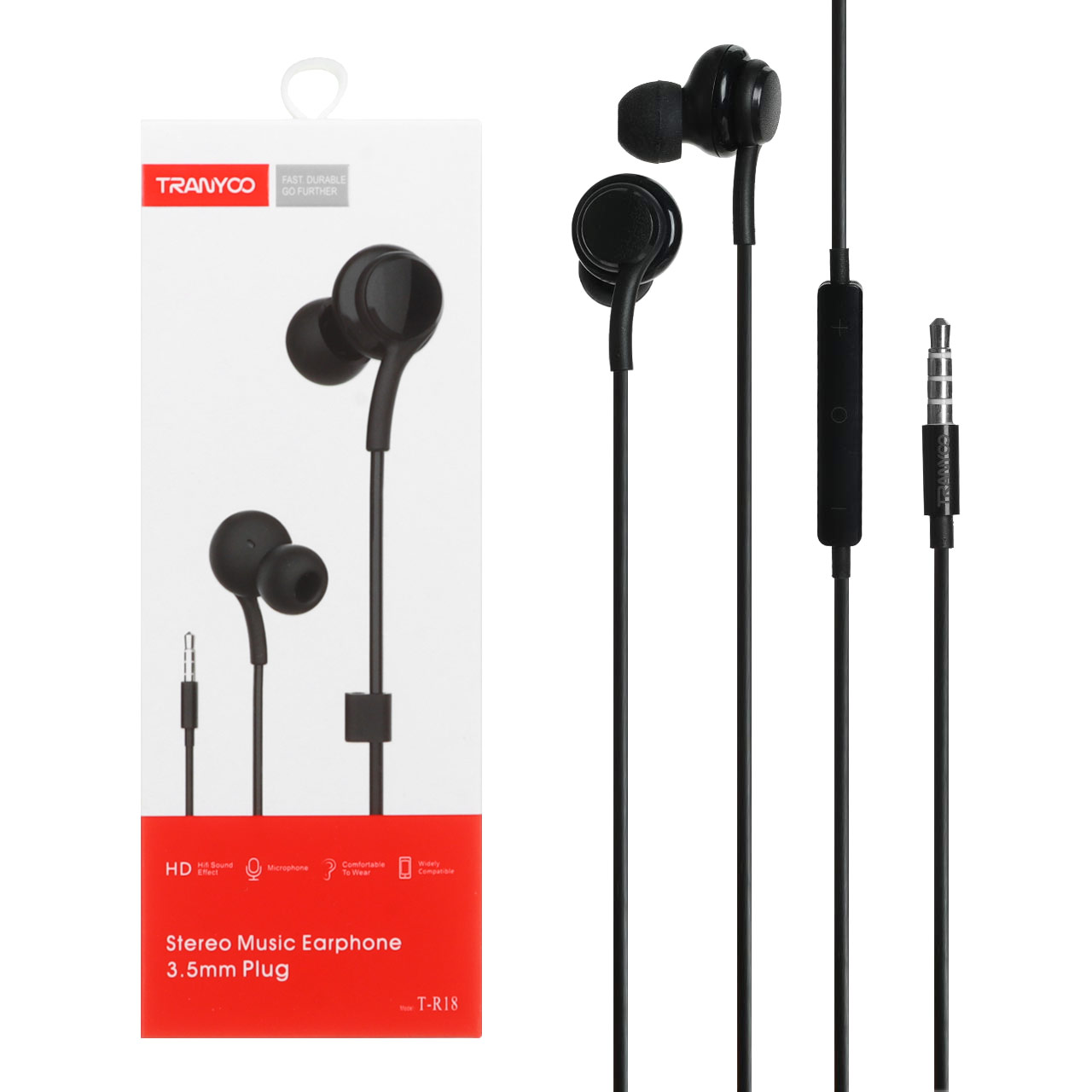 هندزفری با سیم TRANYOO مدل T-R18 - مشکی