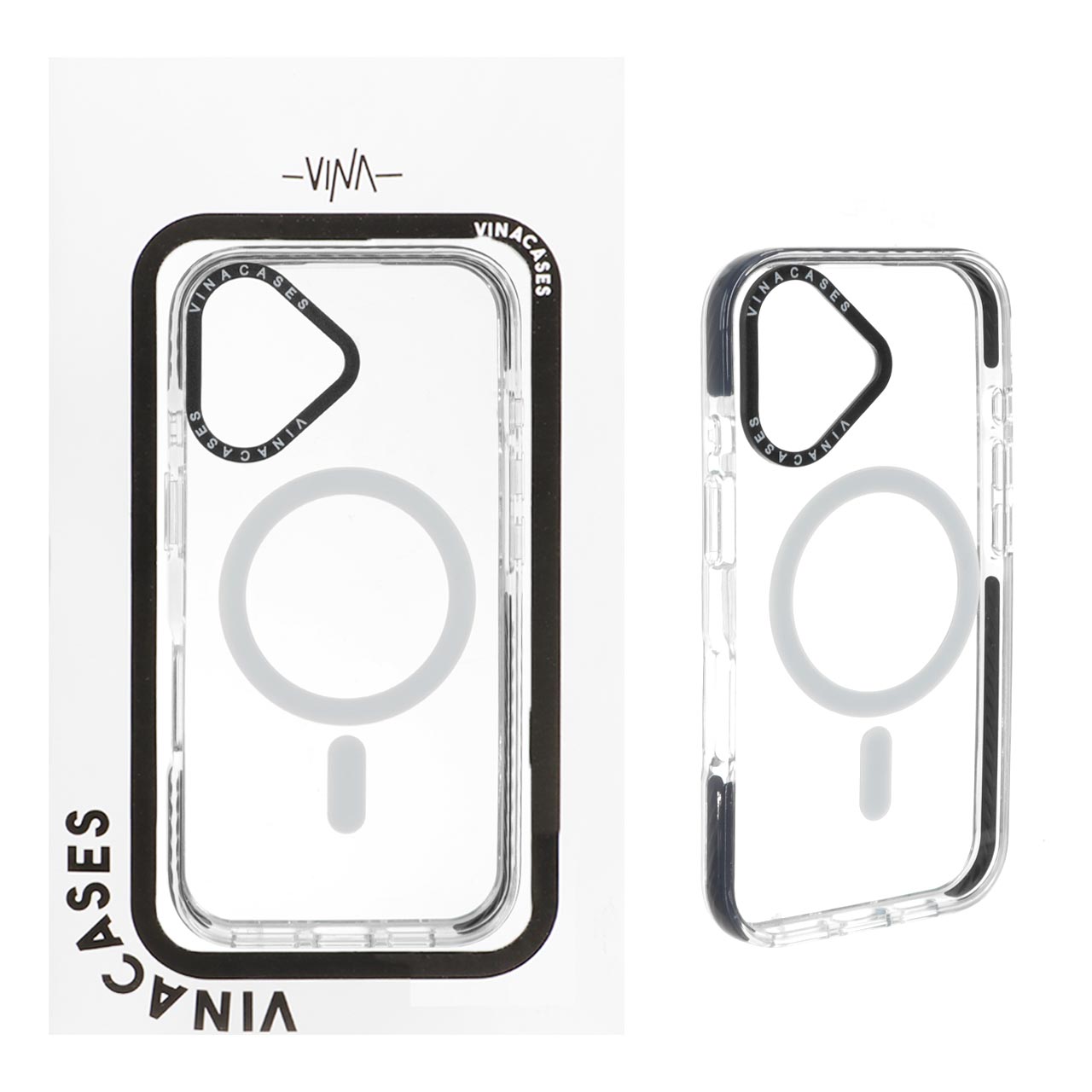 قاب اورجینال Vina شفاف Magsafe مدل Apple iPhone 16 - مشکی (پک دار)