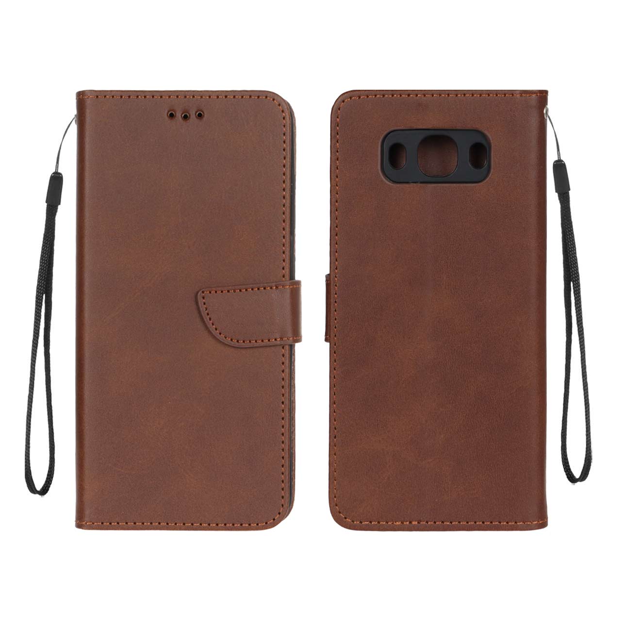 کیف چرمی موبایل مگنتی محافظ لنزدار Samsung Galaxy J7 (2016) / J710 - قهوه ای