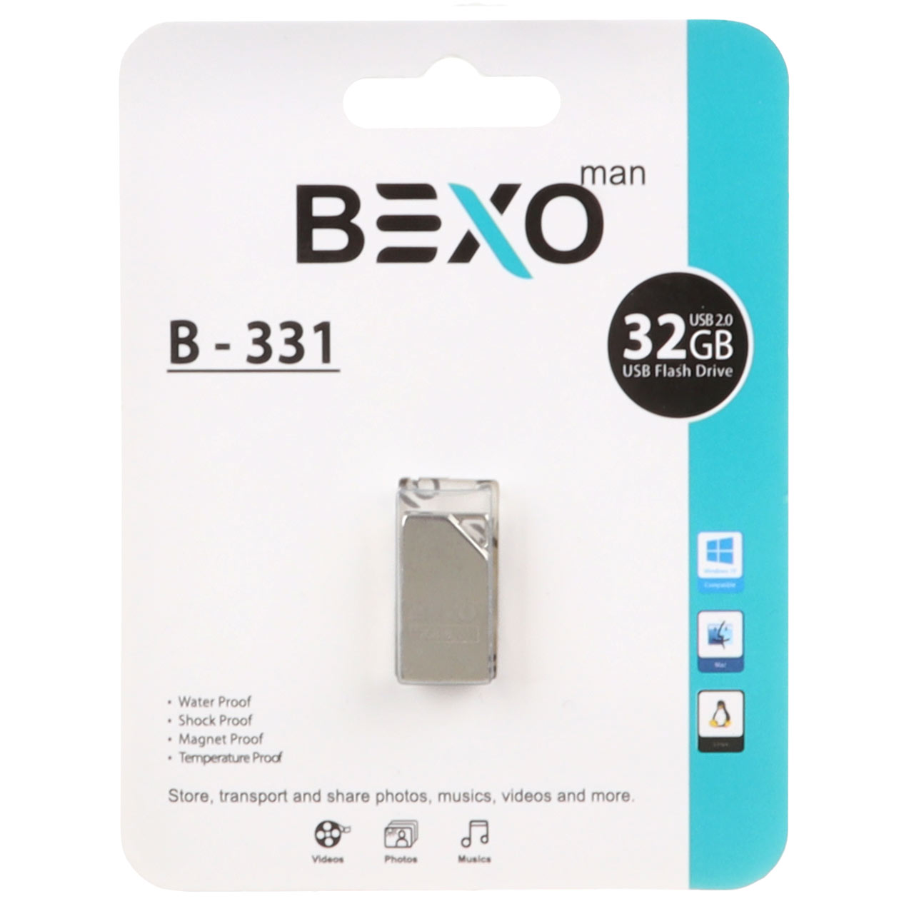 BEXO B-331 USB2.0 Flash Memory - 32GB (گارانتی داده پردازی آواتک) نقره ای