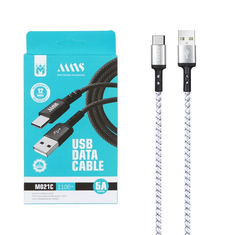 کابل شارژ فست 1.1 متری MNS Type-C مدل M021C - نقره ای - SMO