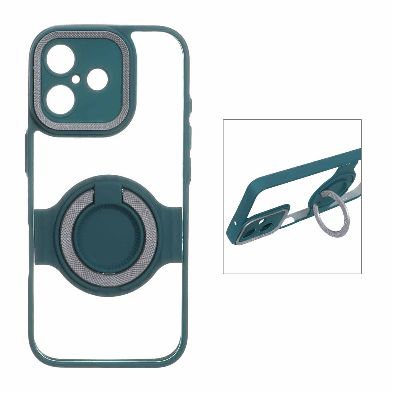 قاب شفاف هولدر استندشو کربن محافظ لنزدار Apple iPhone 17 - سبز