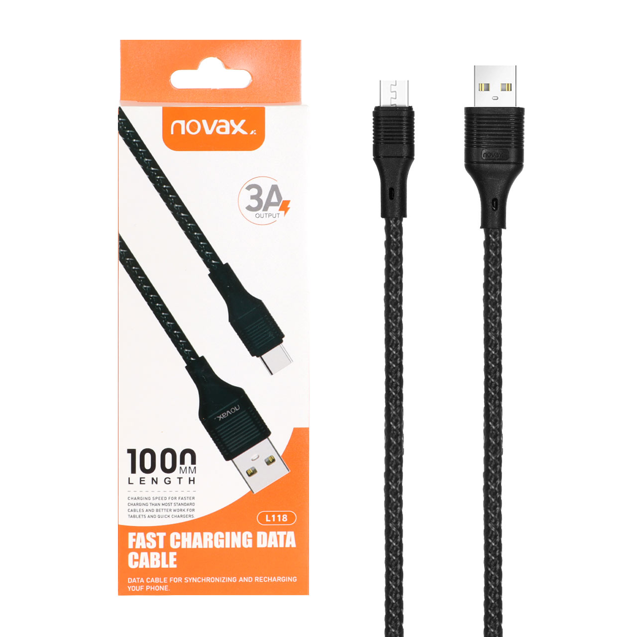 کابل شارژ فست اندروید Novax مدل L118 - مشکی