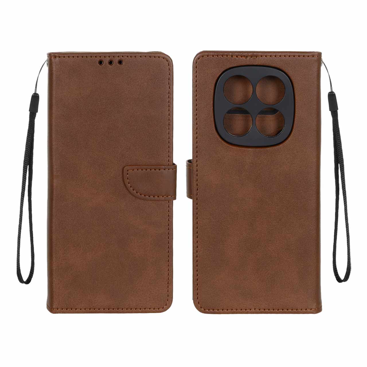 کیف چرمی موبایل مگنتی محافظ لنزدار Xiaomi Redmi Note 14 Pro 4G - قهوه ای