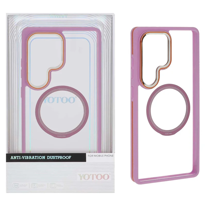 قاب اورجینال Yotoo شفاف MagSafe لنز فلزی Samsung Galaxy S25 Ultra - یاسی (پک دار) - NTC