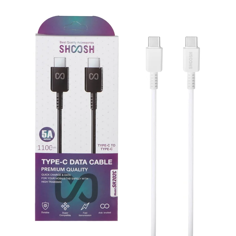کابل شارژ فست 1.1 متری Shoosh Type-C To Type-C مدل SH202C - سفید - SMO