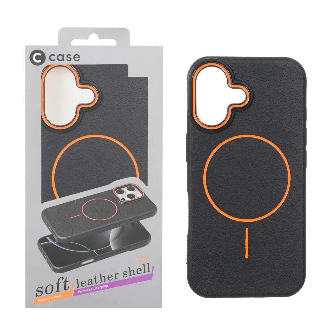 قاب اورجینال C Case طرح چرم MagSafe مدل Apple iPhone 16 - مشکی (پک دار)