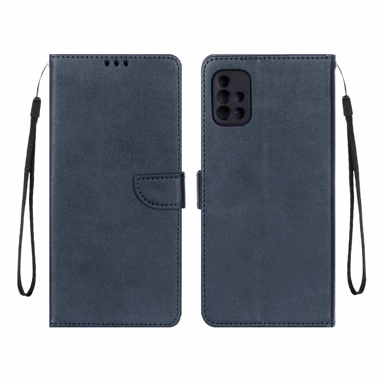 کیف چرمی موبایل مگنتی محافظ لنزدار Samsung Galaxy A51 / M40s - سرمه ای