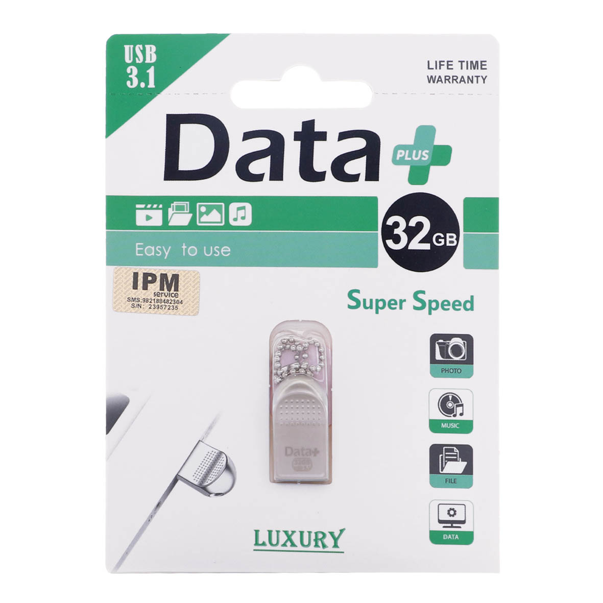 Data Plus LUXURY USB3.1 Flash Memory-32GB-نقره ای