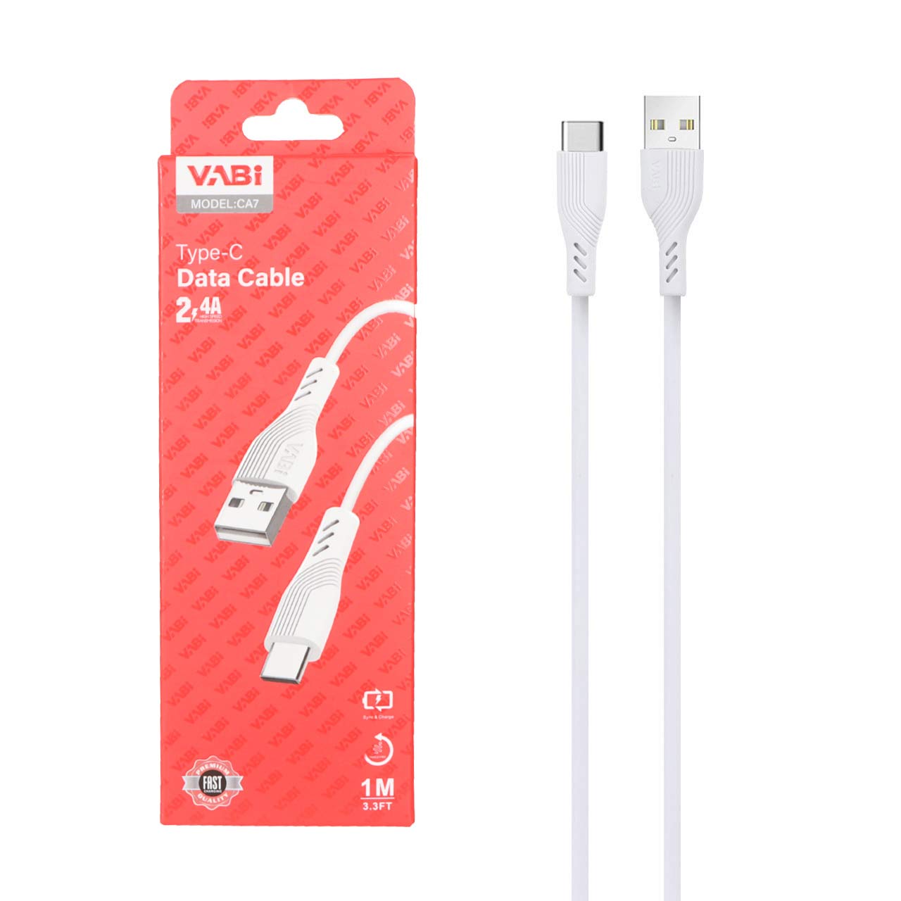 کابل شارژ فست VABI Type-C مدل CA7 - سفید