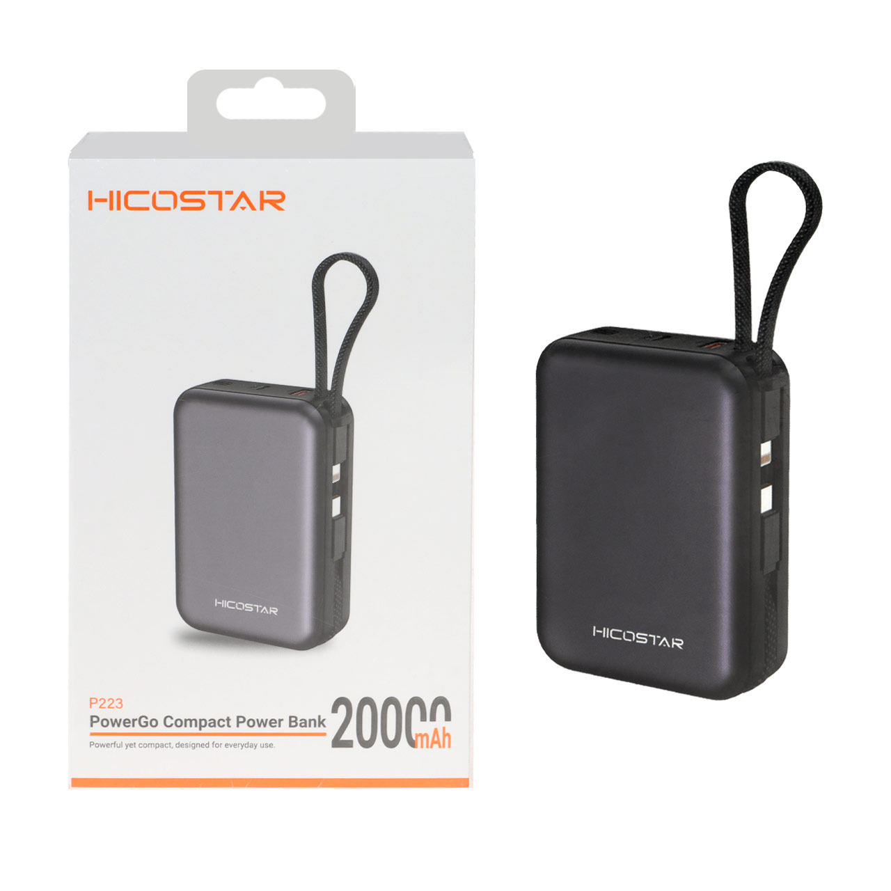 پاوربانک PD و فست شارژ Hicostar 22.5W 20000mAh مدل P223 - مشکی