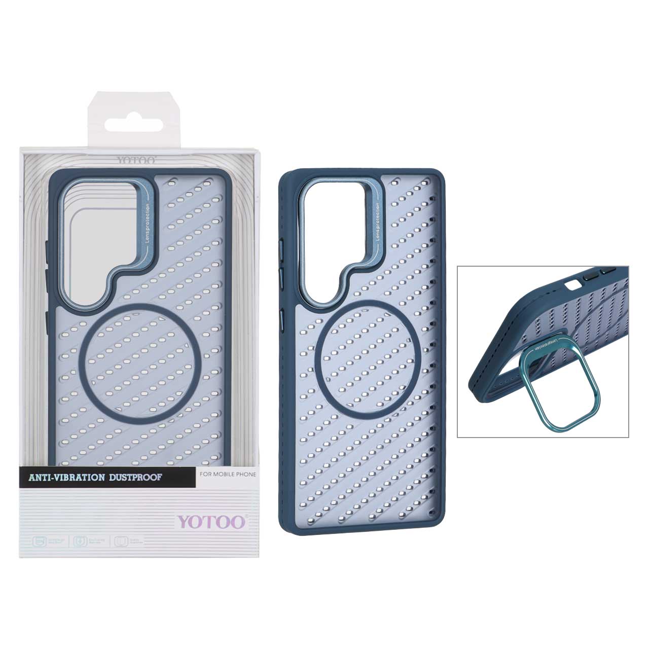 قاب اورجینال Yotoo مات MagSafe استندشو Samsung Galaxy S25 Ultra - سرمه ای (پک دار) - NTC