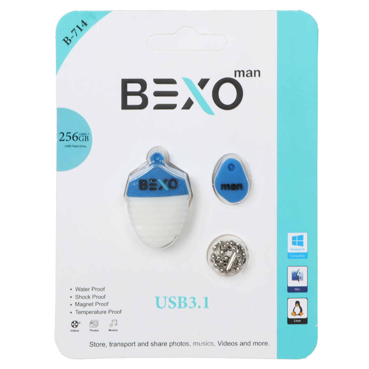 BEXO B-714 USB3.1 Flash Memory-256GB (گارانتی داده پردازی آواتک) آبی کاربنی
