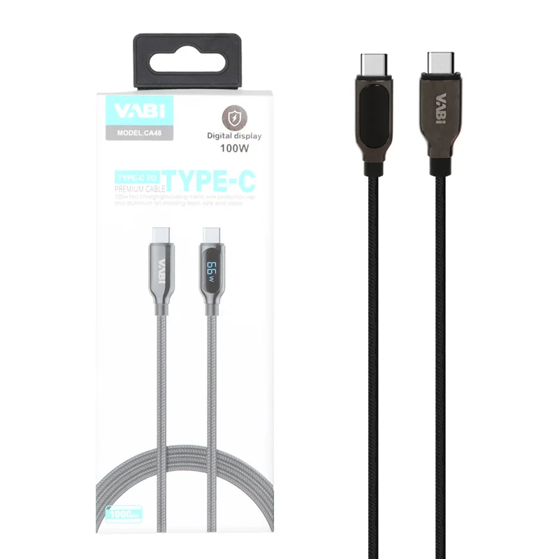 کابل شارژ فست VABI Type-C To Type-C مدل CA48 100W - مشکی
