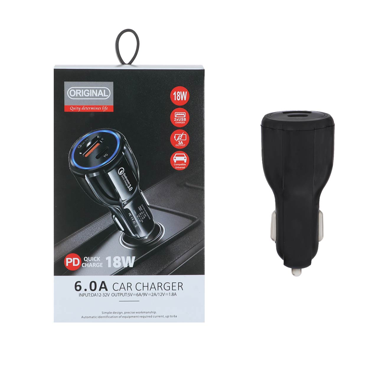 شارژر فندکی فست و PD دو پورت مدل TE-348PD 18W - مشکی (اصلی)