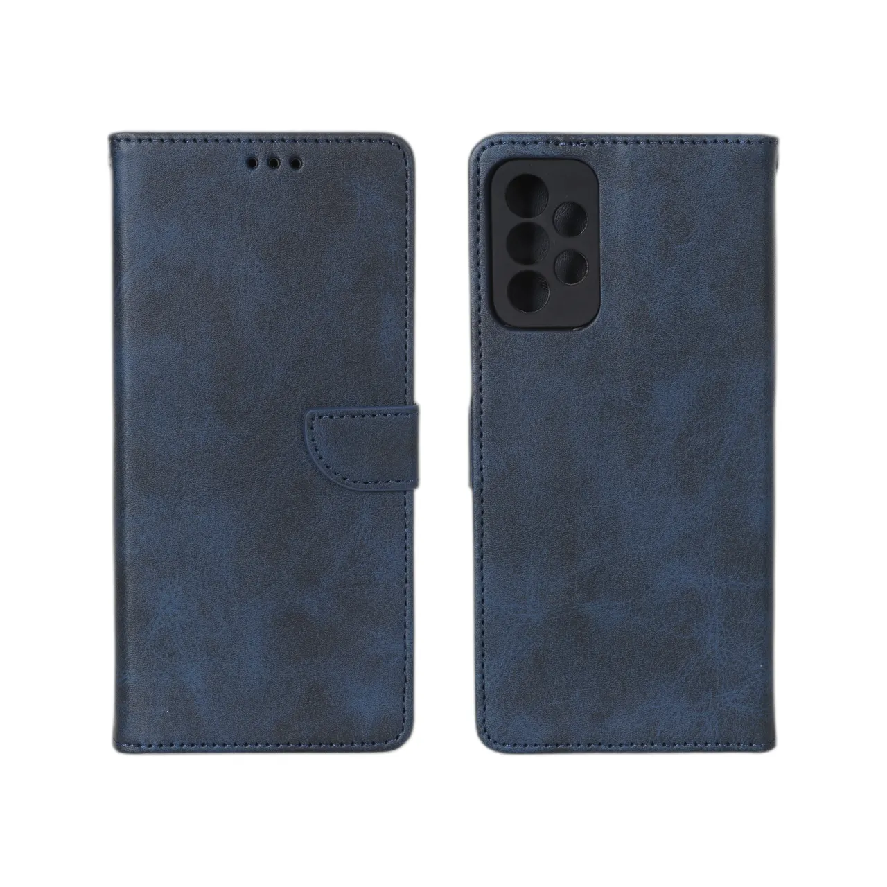 کیف چرمی موبایل مگنتی محافظ لنزدار Samsung Galaxy A72 - سرمه ای