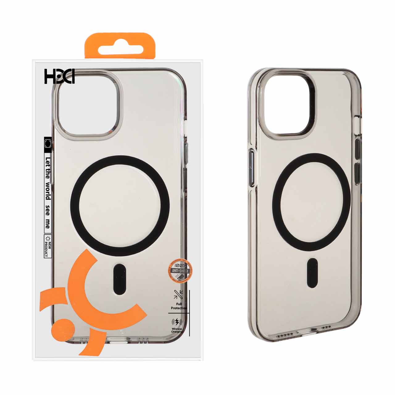 قاب اورجینال HDD شفاف کریستالی MagSafe مدل Apple iPhone 13 / iPhone 14 - مشکی (پک دار)