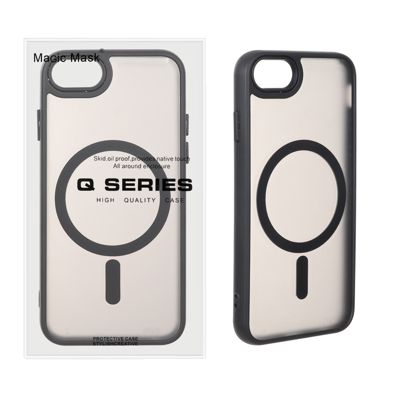 قاب اورجینال Magic Mask مات Magsafe بلک لنز Apple iPhone 7 / iPhone 8 / iPhone SE (2020) - مشکی (پک دار)