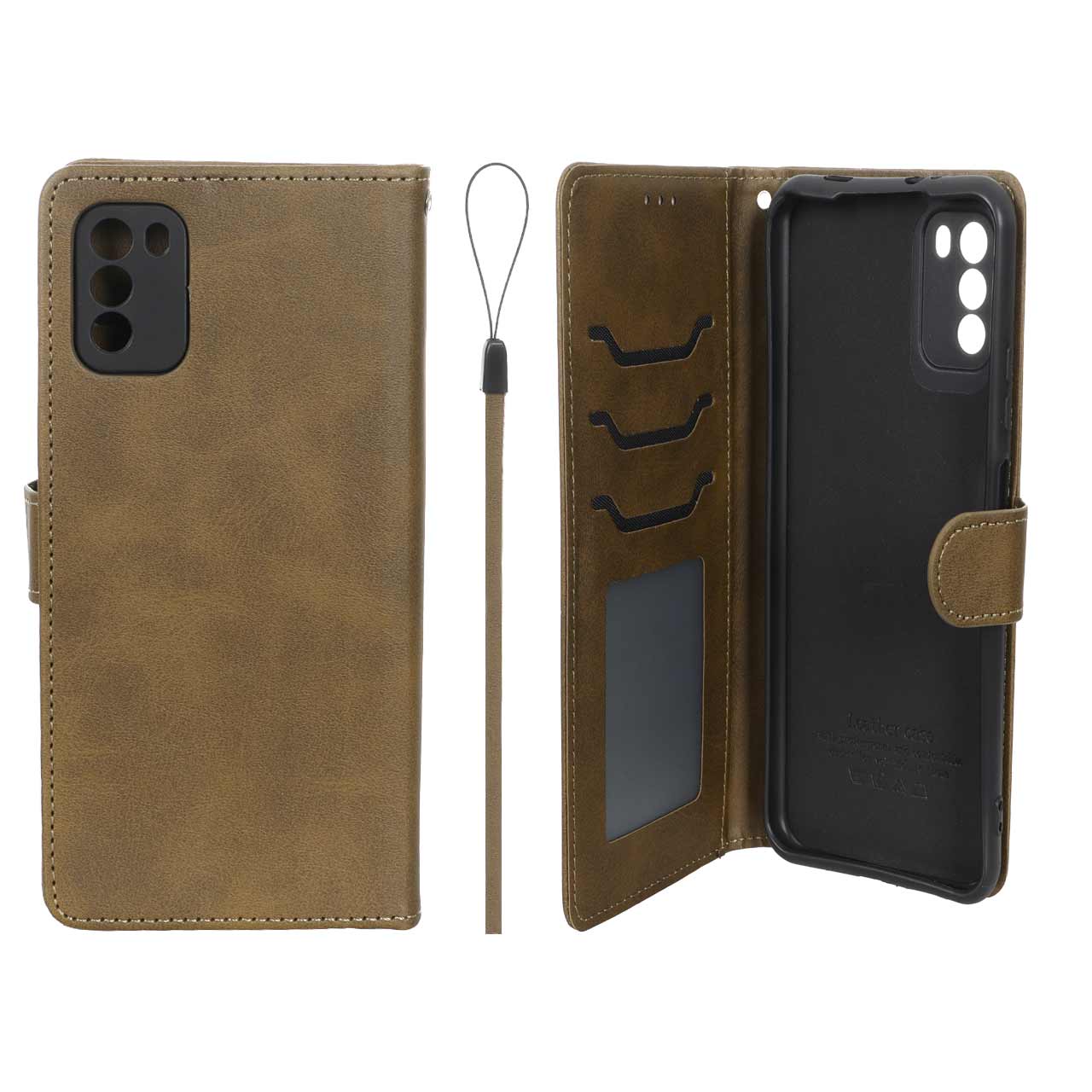 کیف موبایل مگنتی درجه یک داخل خز MNC Plus مدل Xiaomi Poco M3 - سبز زیتونی