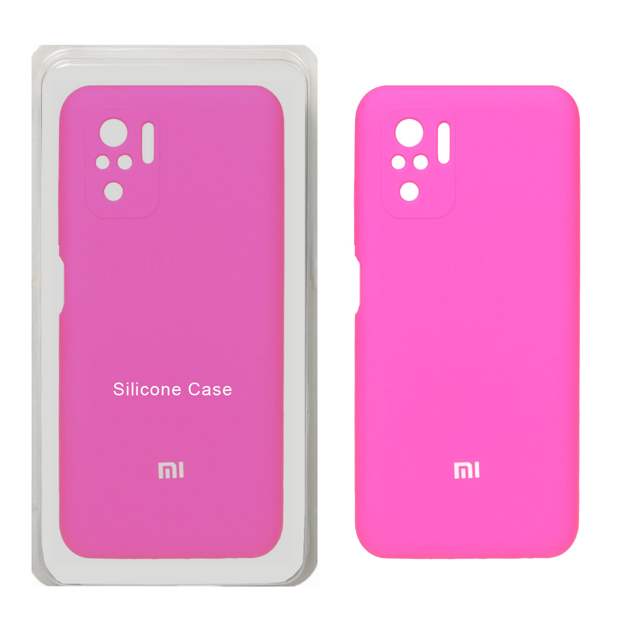 قاب سیلیکونی پاک کنی محافظ لنزدار اورجینال Xiaomi Redmi Note 10 4G / Redmi Note 10S / Poco M5S - صورتی فانتزی (پک اصلی)