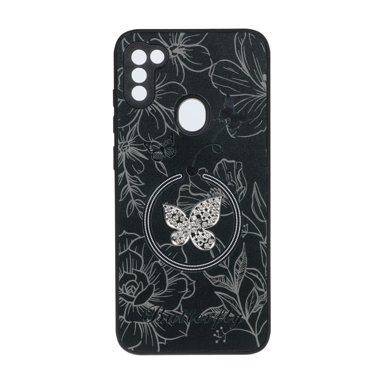 قاب Butterfly نگین دار آینه ای طرح مگ سیف Samsung Galaxy A11 / M11 - مشکی