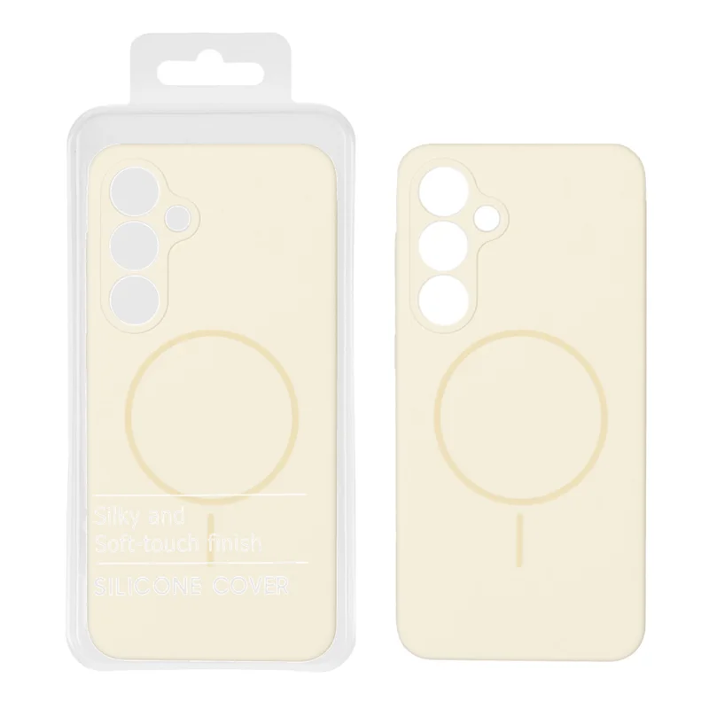 قاب سیلیکونی پاک کنی اورجینال Magsafe مدل Samsung Galaxy S24 FE - کرم (پک دار)