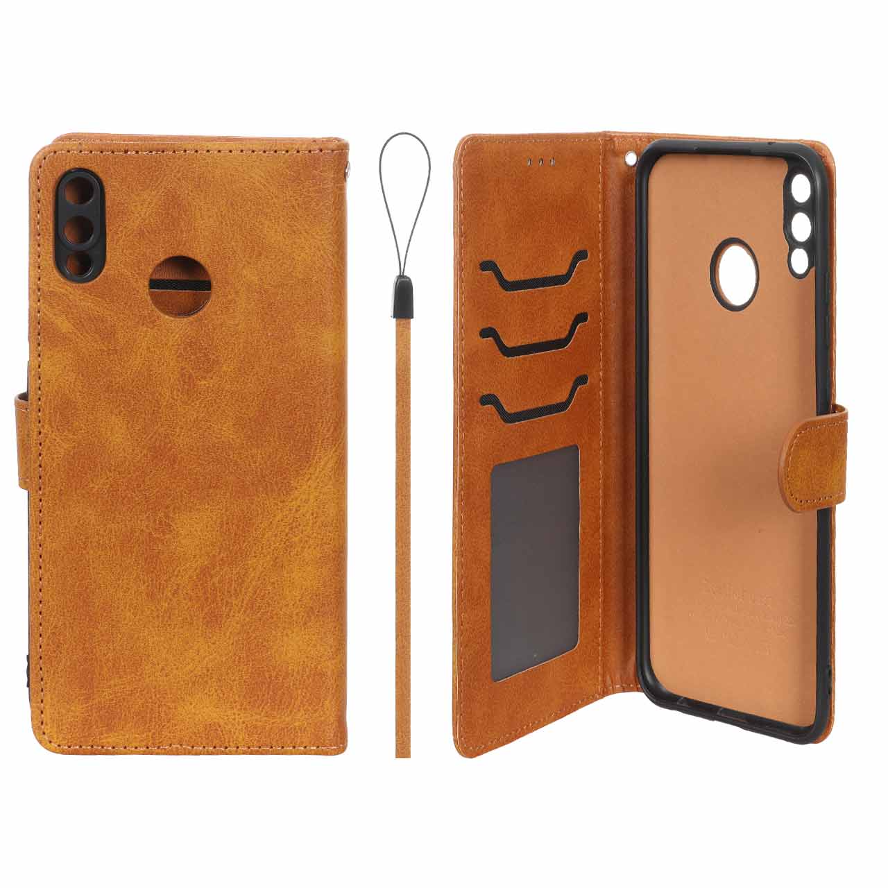 کیف موبایل مگنتی درجه یک داخل خز MNC Plus مدل Huawei Y9 2019 - عسلی