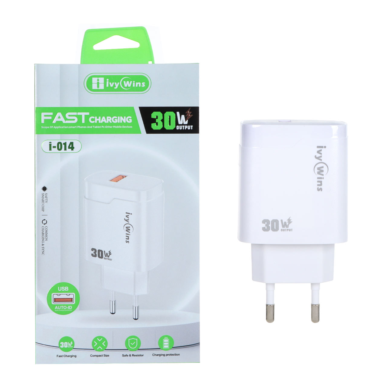 شارژر دیواری فست تک پورت ivy Wins مدل i-014 30W - سفید