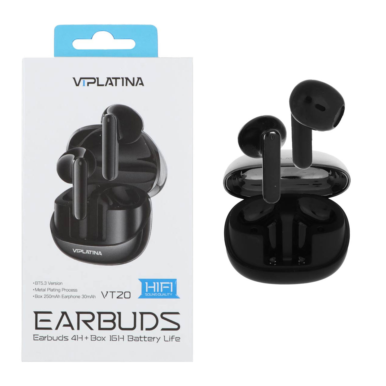 ایرفون بی سیم VIPLATINA مدل VT20 - مشکی (گارانتی 18 ماه تعویض نیکان همراه)