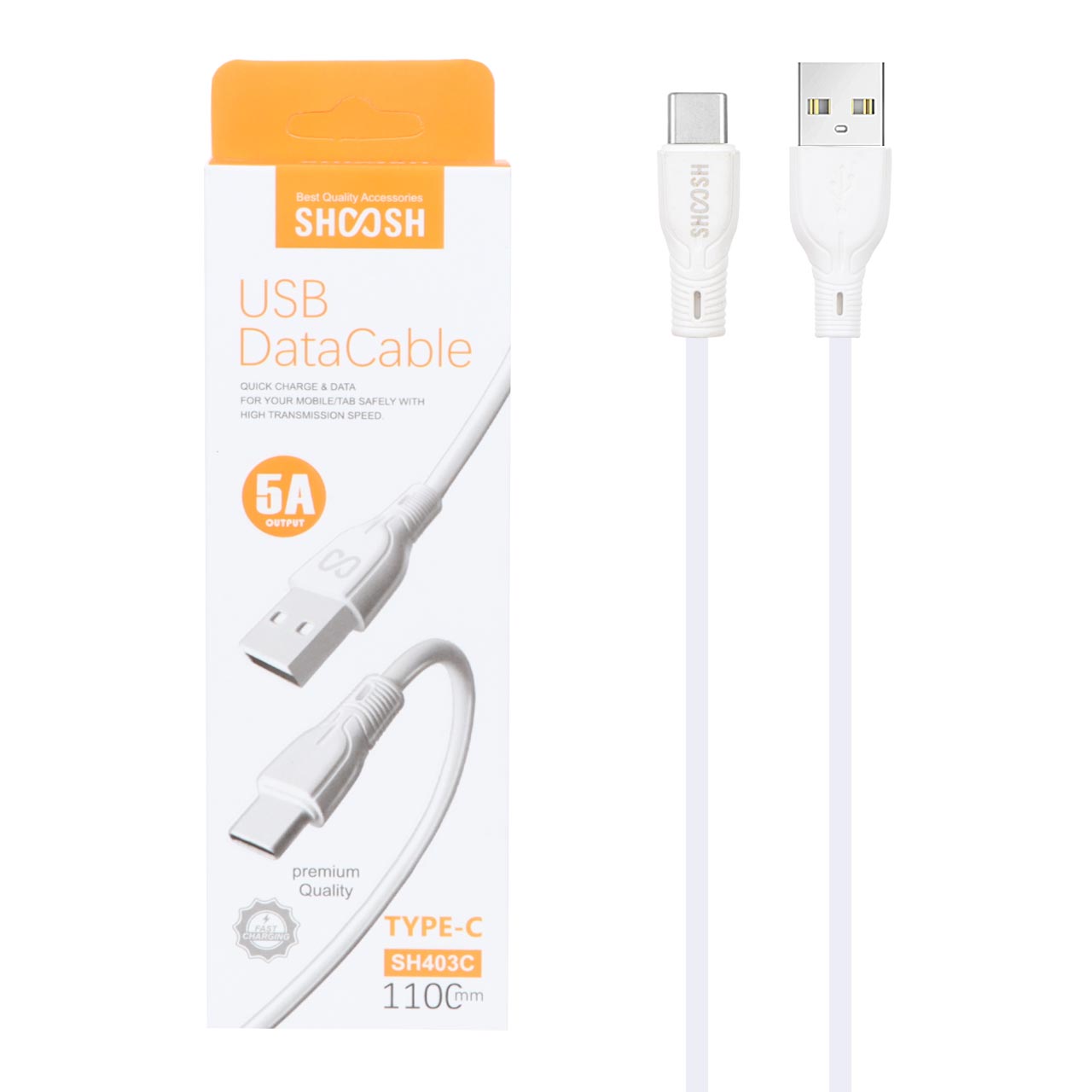 کابل شارژ 1.1 متری فست Shoosh Type-C مدل SH403C - سفید - SMO