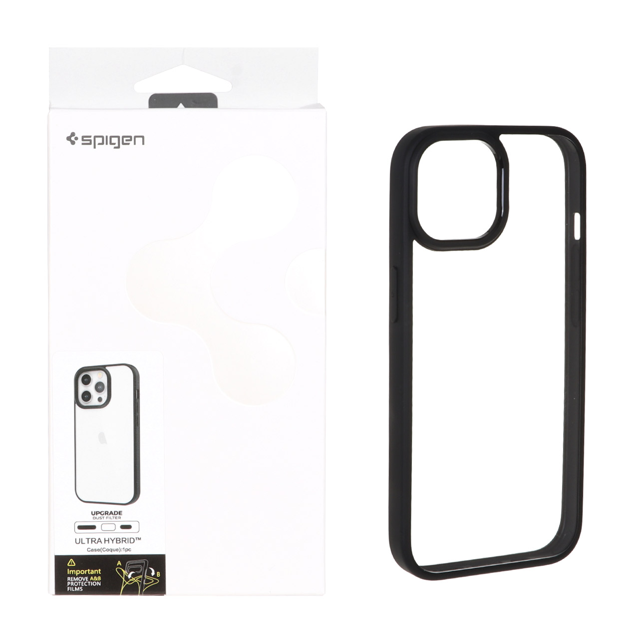 قاب اورجینال Spigen با توری اسپیکر فلزی Apple iPhone 15 / iPhone 14 / iPhone 13 - شفاف مشکی (پک دار)