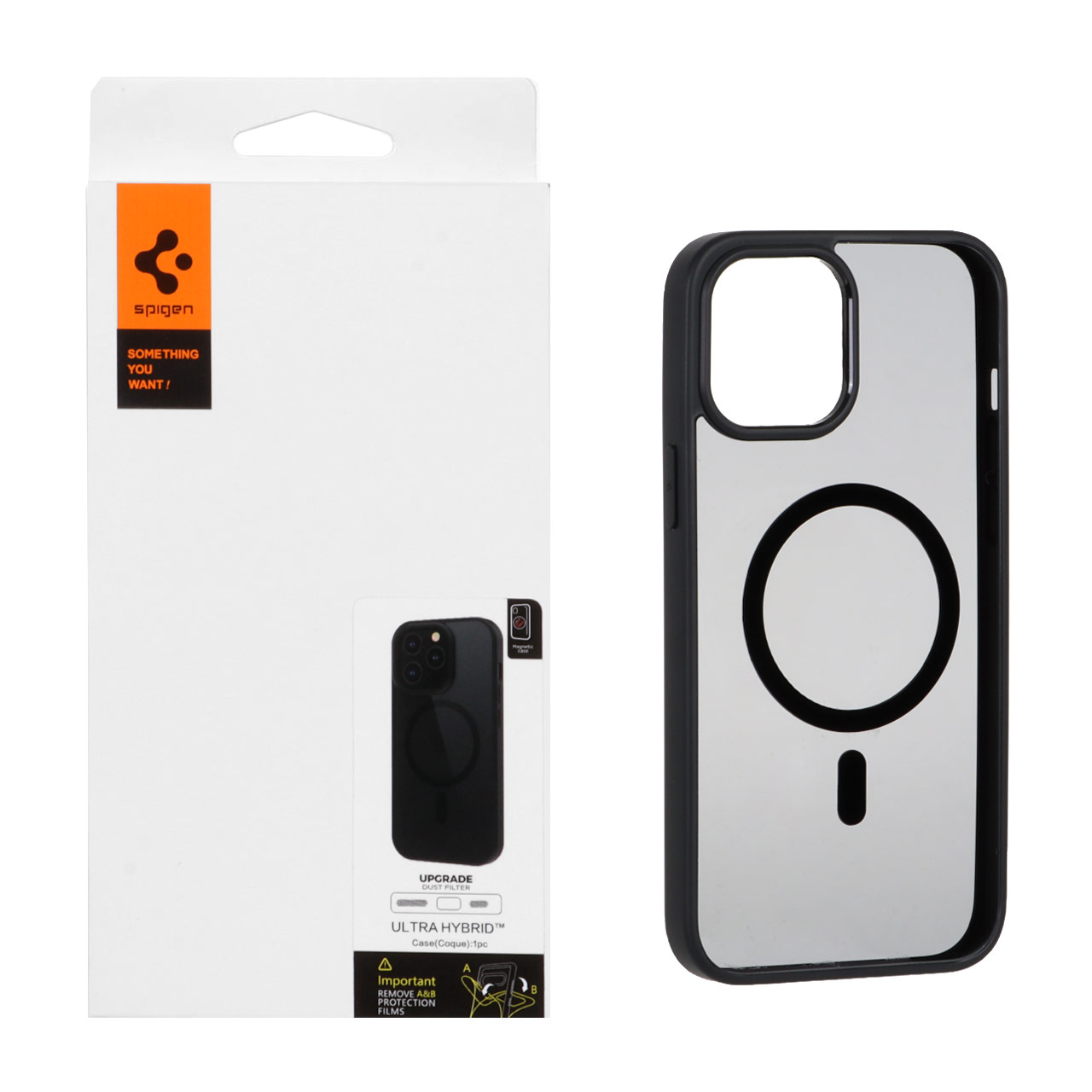 قاب اورجینال Magsafe Spigen با توری اسپیکر فلزی Apple iPhone 12 Pro Max - مشکی (پک دار)