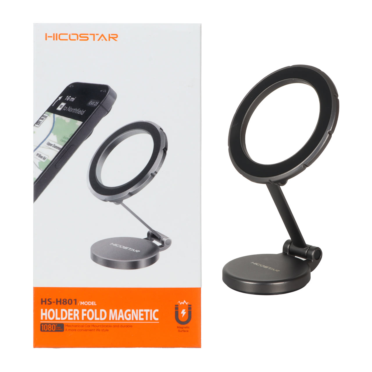 هولدر گوشی موبایل مگنتی Hicostar مدل HS-H801 - خاکستری