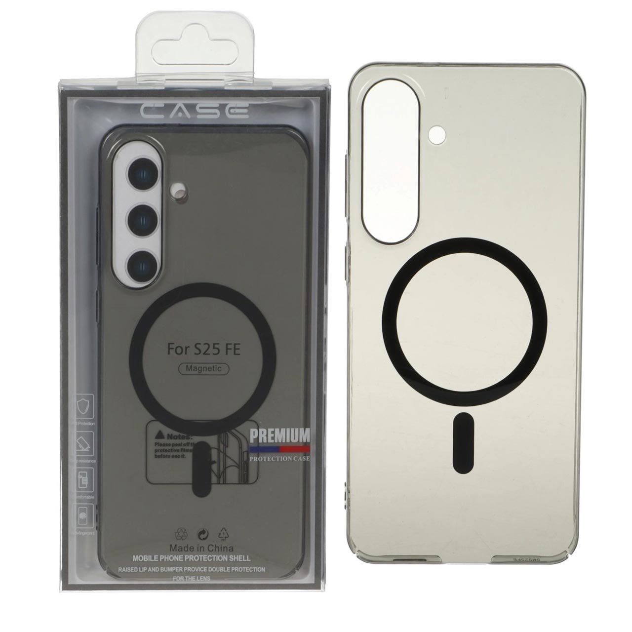 قاب اورجینال کریستالی MagSafe شفاف Premium مدل Samsung Galaxy S25 FE - دودی (پک دار)