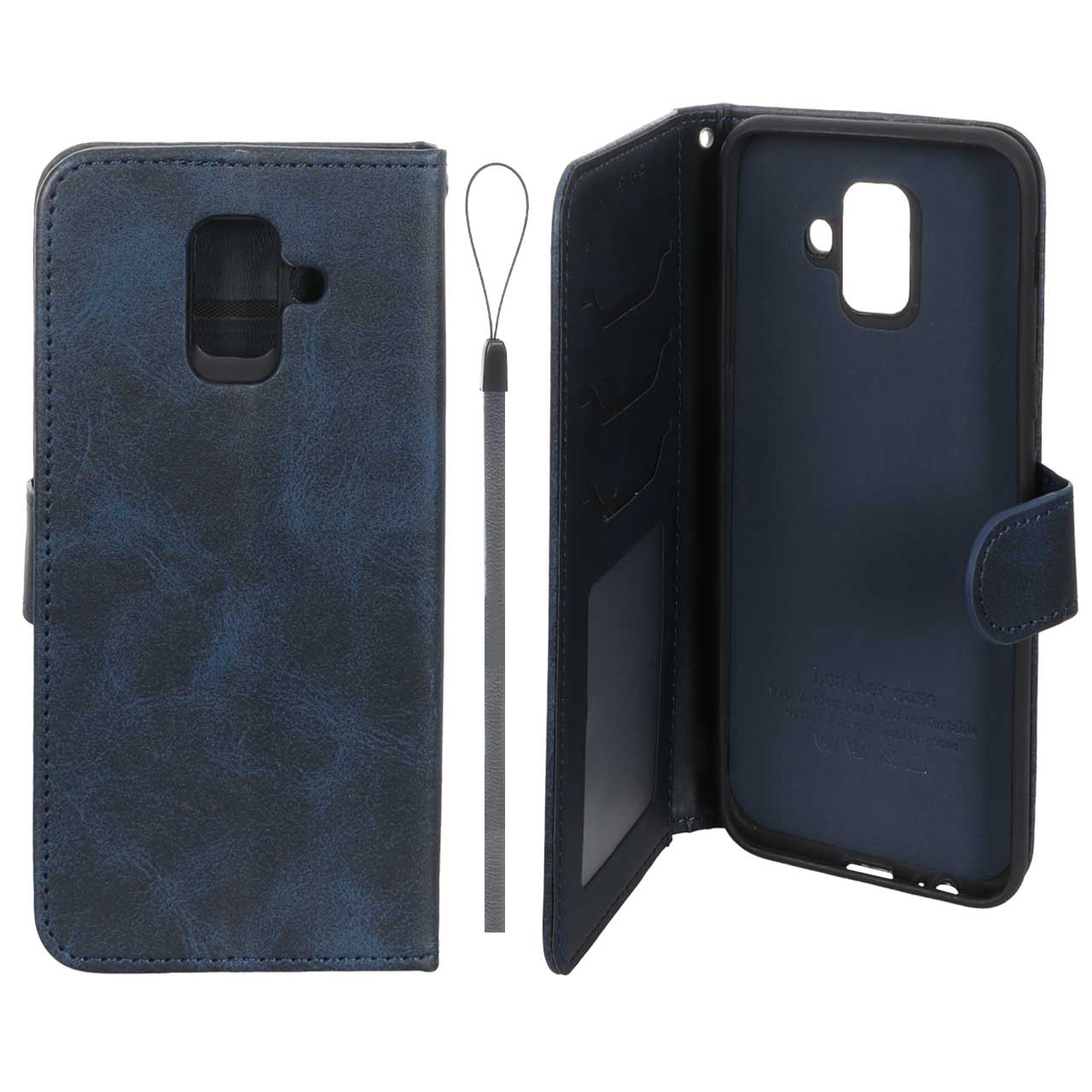 کیف موبایل مگنتی درجه یک داخل خز MNC Plus مدل Samsung Galaxy A6 - سرمه ای