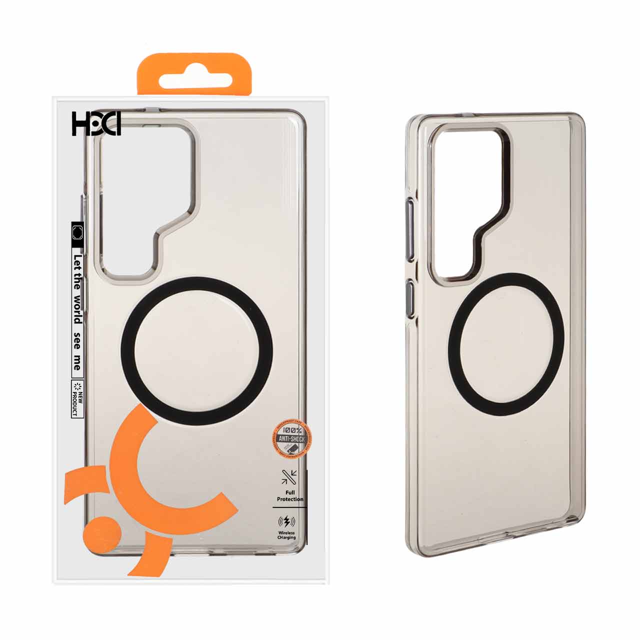 قاب اورجینال HDD شفاف کریستالی MagSafe مدل Samsung Galaxy S25 Ultra - مشکی (پک دار)