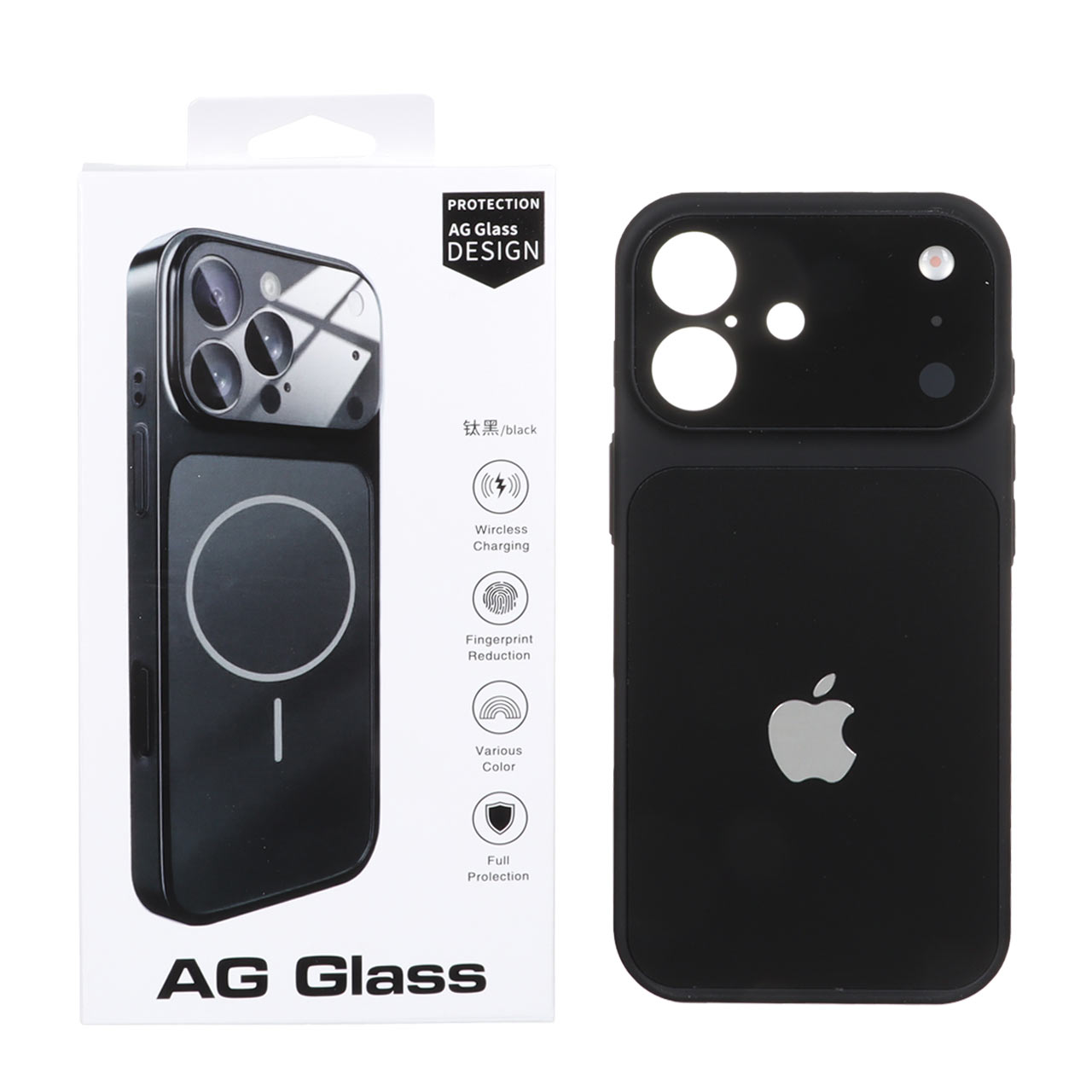 قاب اورجینال AG Glass محافظ لنز برجسته شیشه ای Apple iPhone 17 - مشکی (پک دار)