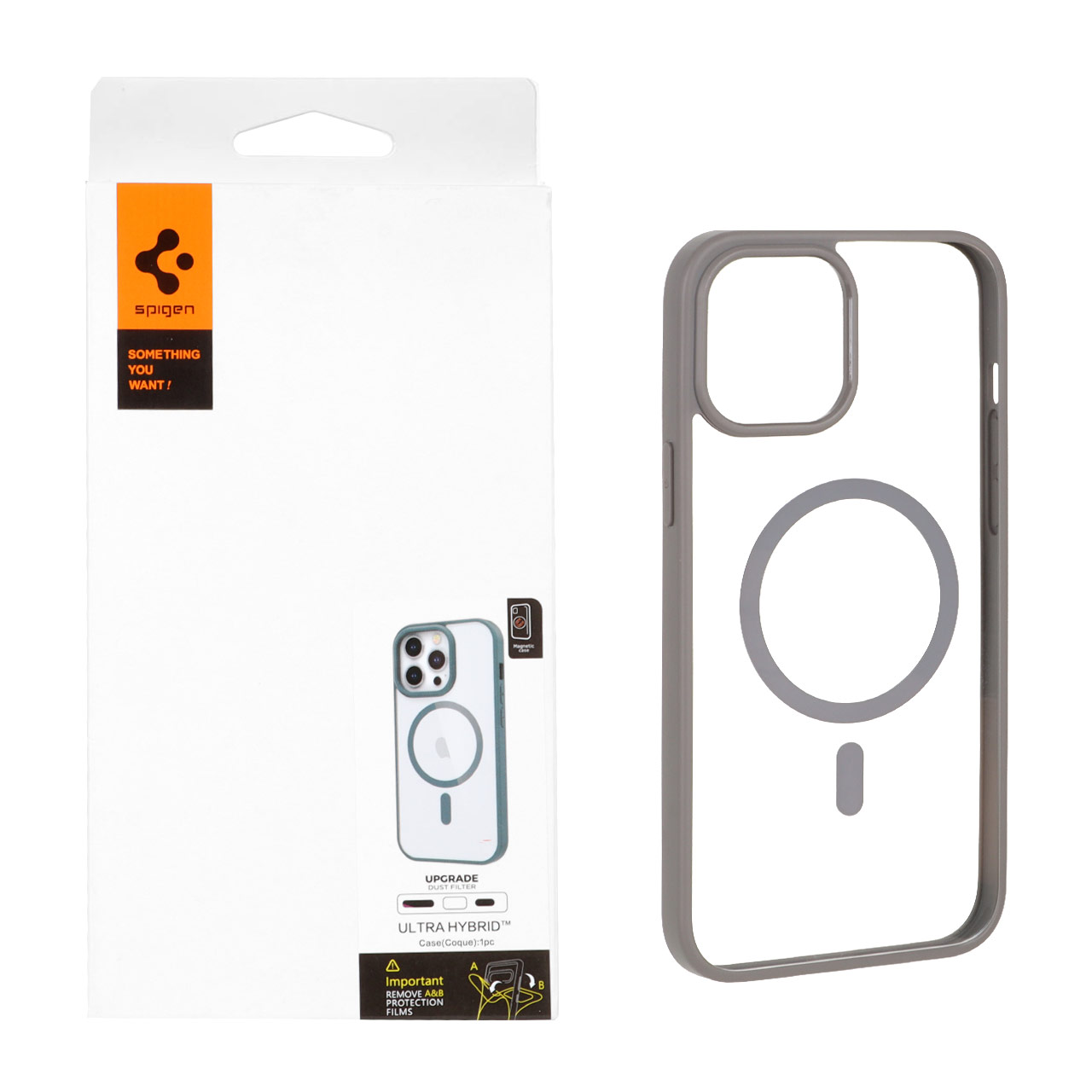 قاب اورجینال Magsafe Spigen با توری اسپیکر فلزی Apple iPhone 12 Pro Max - طوسی (پک دار)