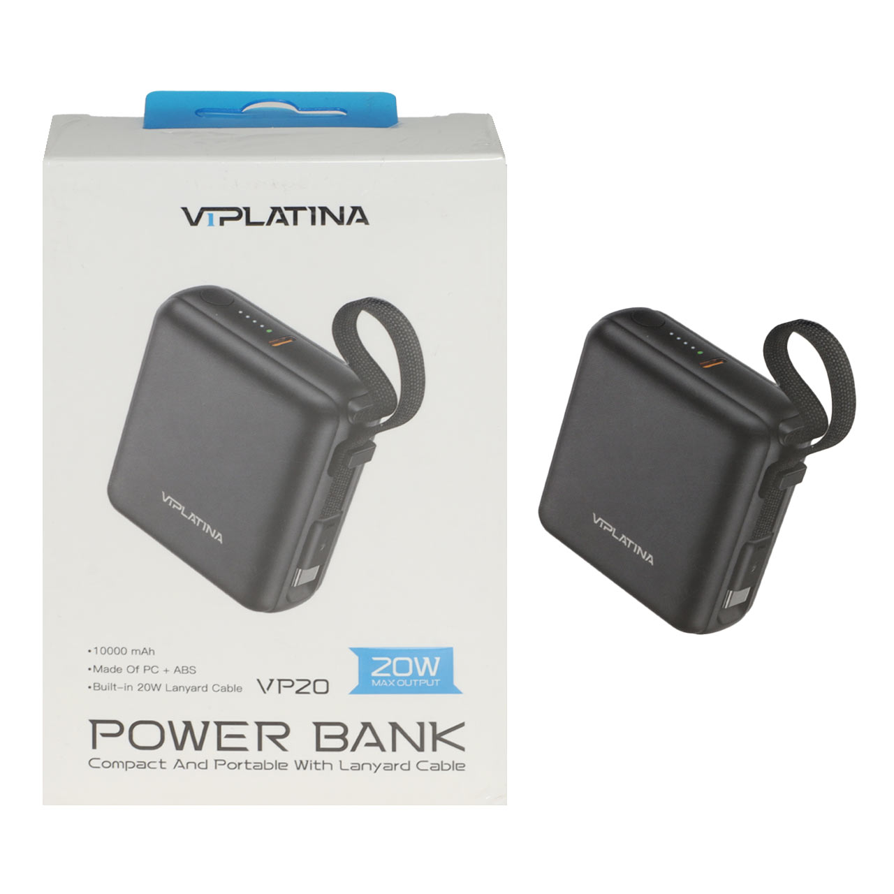 پاوربانک فست شارژ VIPLATINA 10000mAh مدل VP20 20W - مشکی (گارانتی 12 ماه تعویض نیکان همراه)
